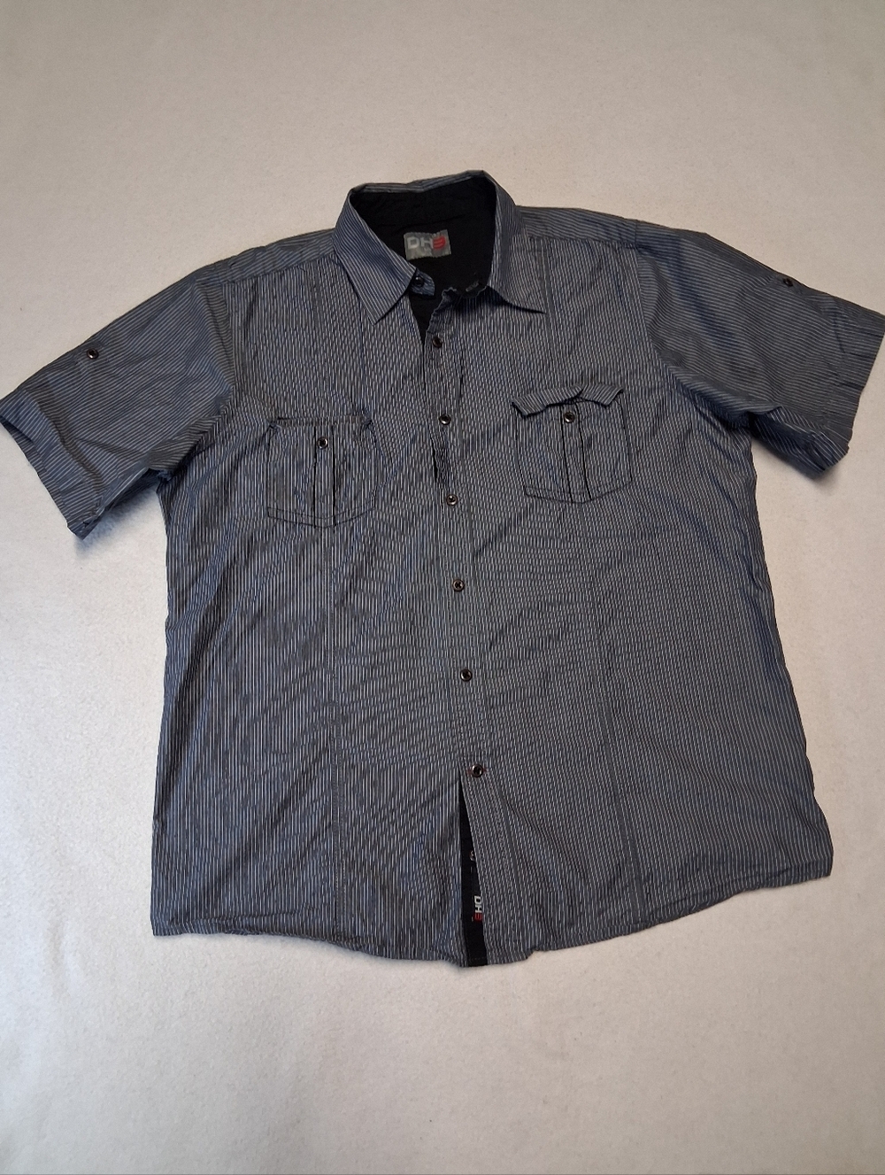 4/20$ Men's Casual Short-Sleeve Button-Down Shirt - Blue Pinstripe